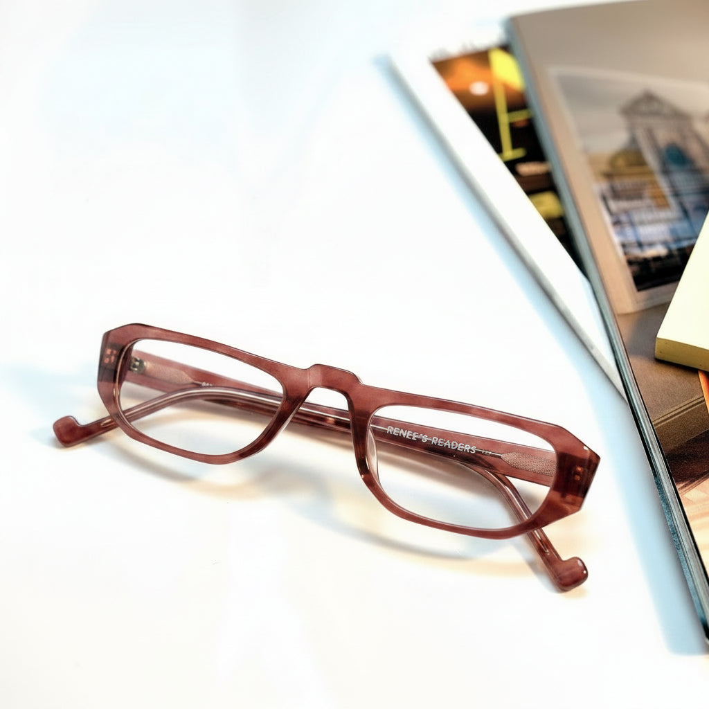 half-frame reading glasses for women salmon pearl