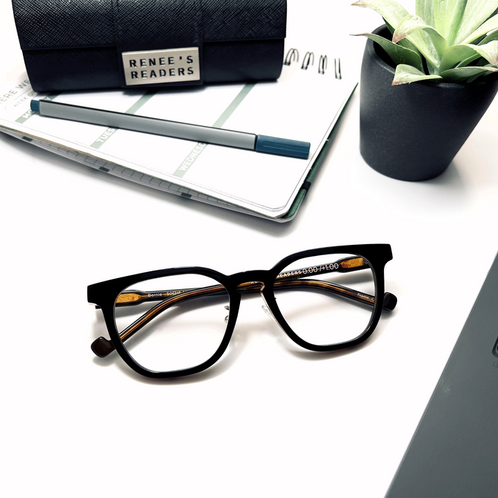 Best Progressive Glasses Black + Amber Tortoise Renee's Readers
