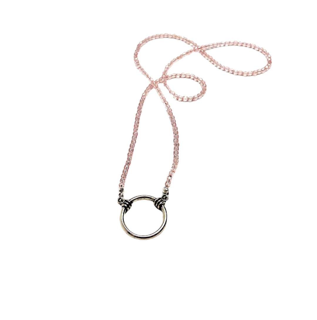 Reading Glasses Necklace Crystal Pink