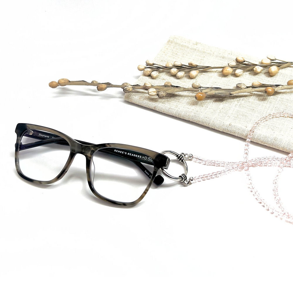 Reading Glasses Necklace Crystal Pink
