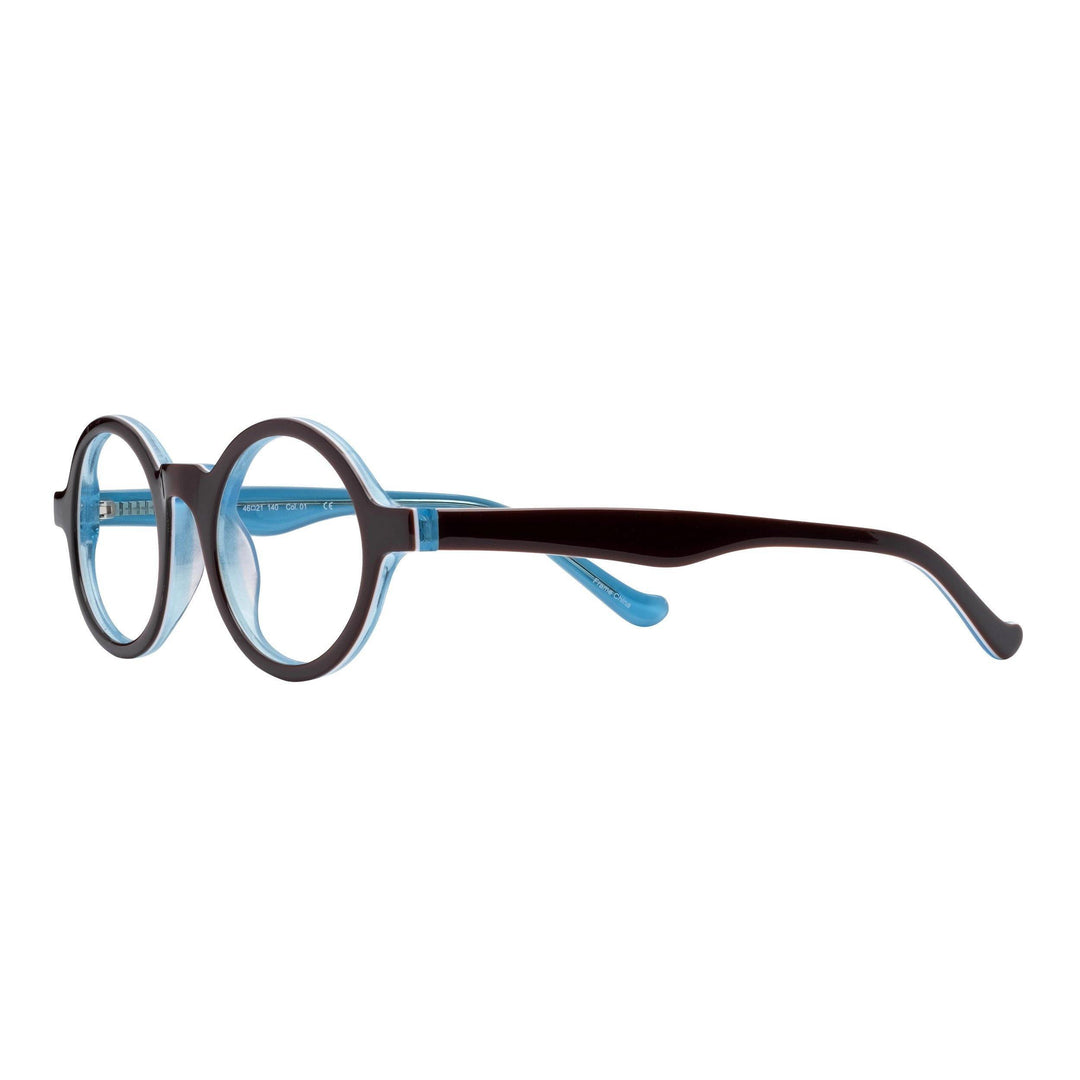 Round Reading Glasses- Rusty Brown + Sky Blue