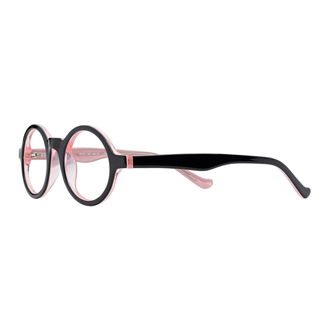 Round Reading Glasses- Classic Black + Carnation Pink
